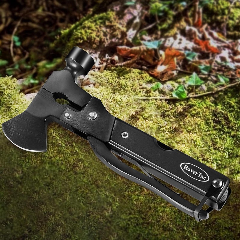 RoverTac 14-in-1 Multitool Camping Axe – Multi Tool with Knife, Hammer, Saw, Screwdrivers, Bottle Opener – Camping Tool with Sheath – Tool Gifts for Men, Dad, Husband, and Outdoor Enthusiasts. - Image 3